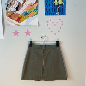 Green zip up skirt